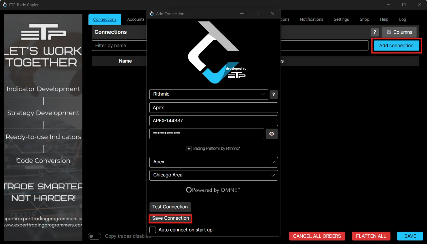 Adding a broker connection from the Connections tab